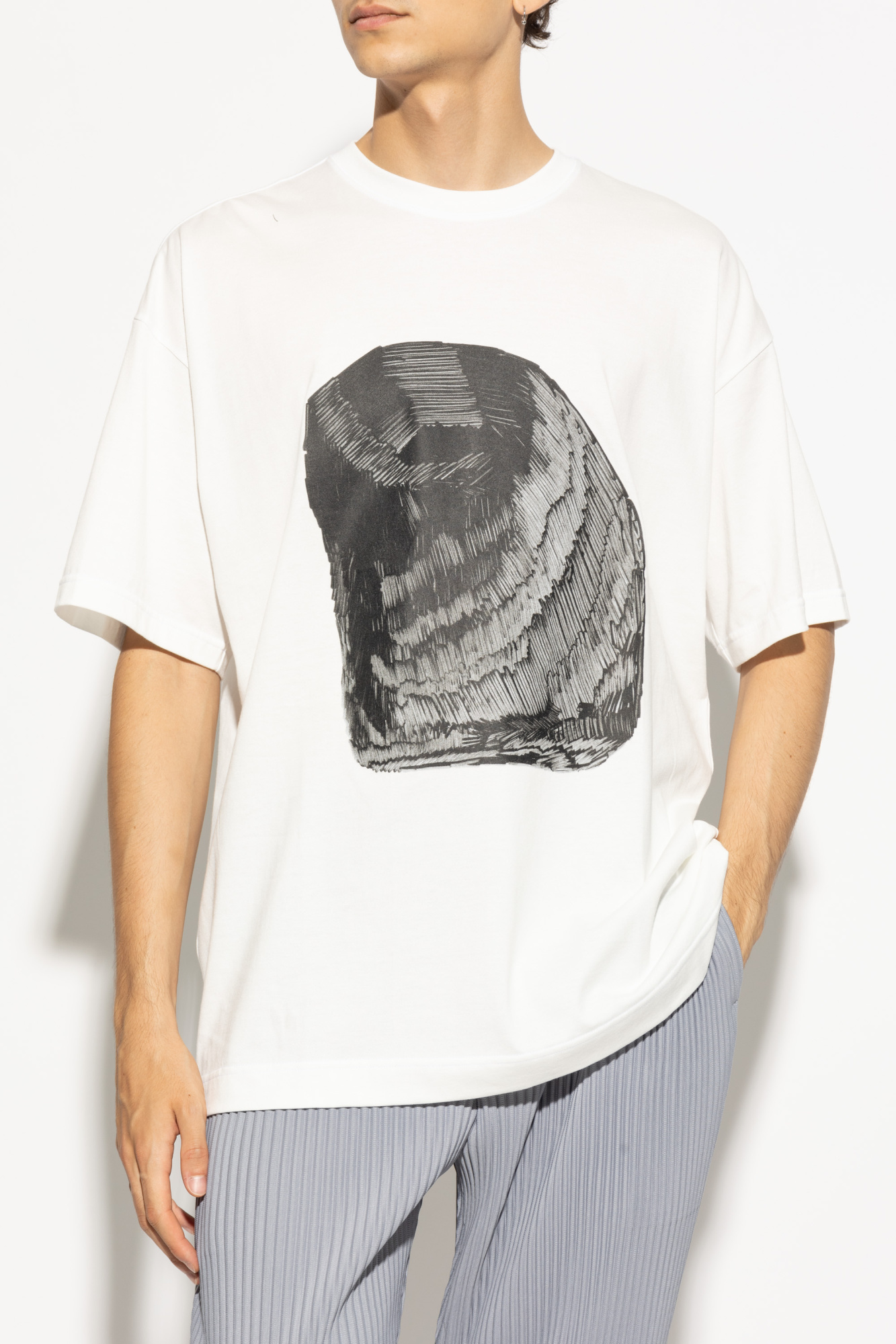 White T-shirt with print Homme Plissé Issey Miyake - Vitkac